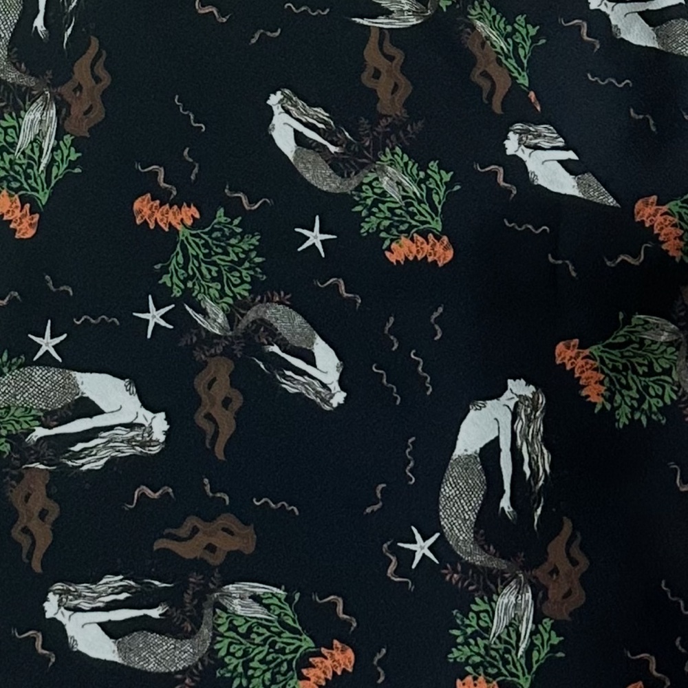 NWT Zara Black Satin Slip Dress Spaghetti Straps Mermaid Print Sexy Mini Size S - Picture 8 of 13